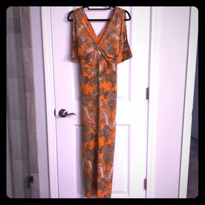 Orange Paisley Draped Dress